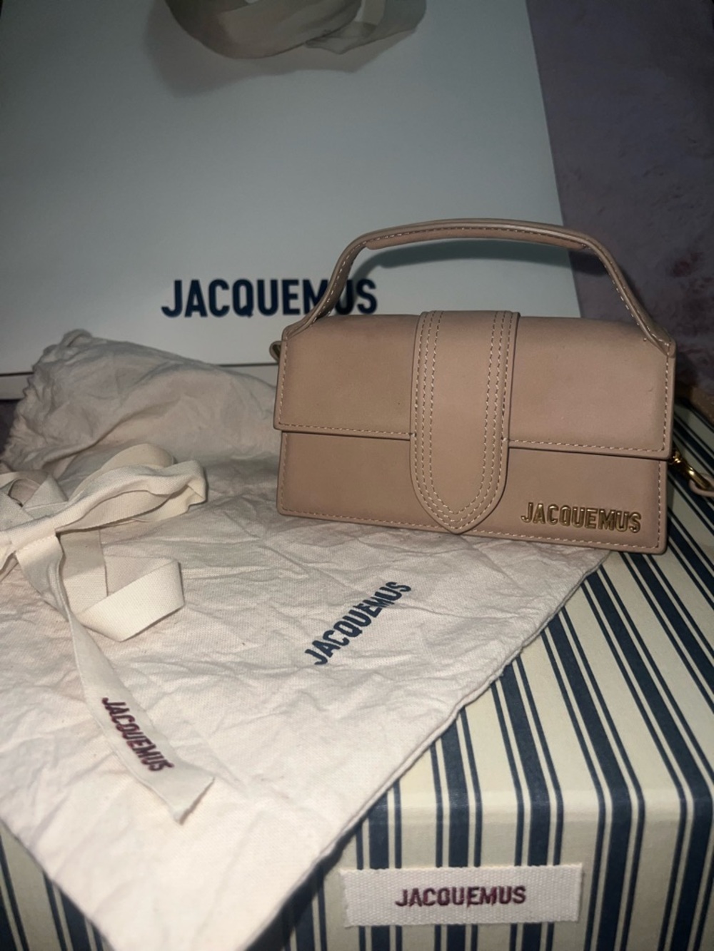 Jacquemus Nude Beige Mini Top-Handle Bag Le Bambino Leather
